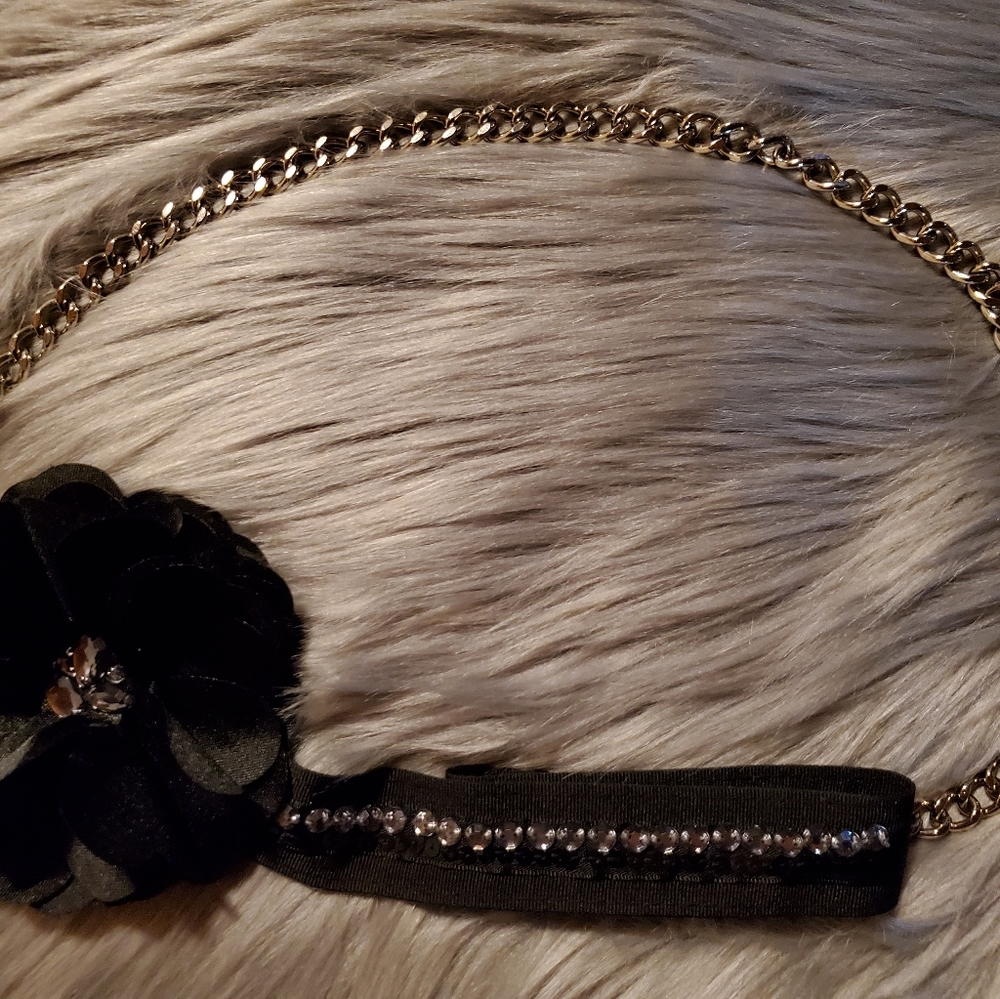 Black Flower Chain Belt